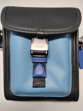 Coach Charter North/South Crossbody C6692 Blue and Black Leather